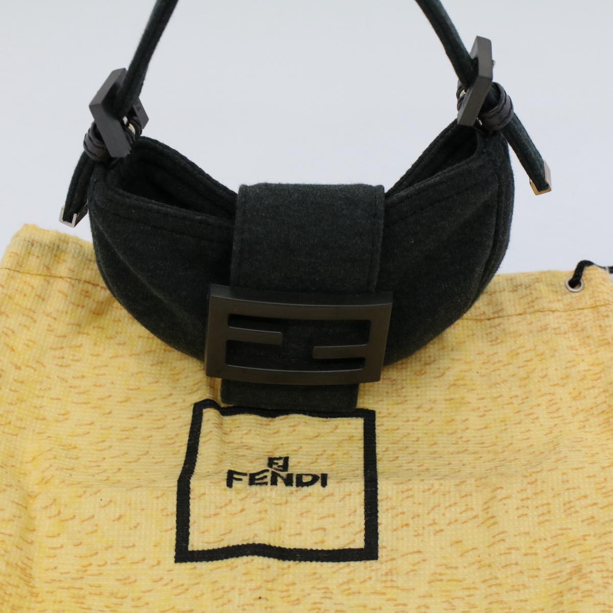 FENDI Mini Mamma Baguette Pouch Cotton Gray bs8606