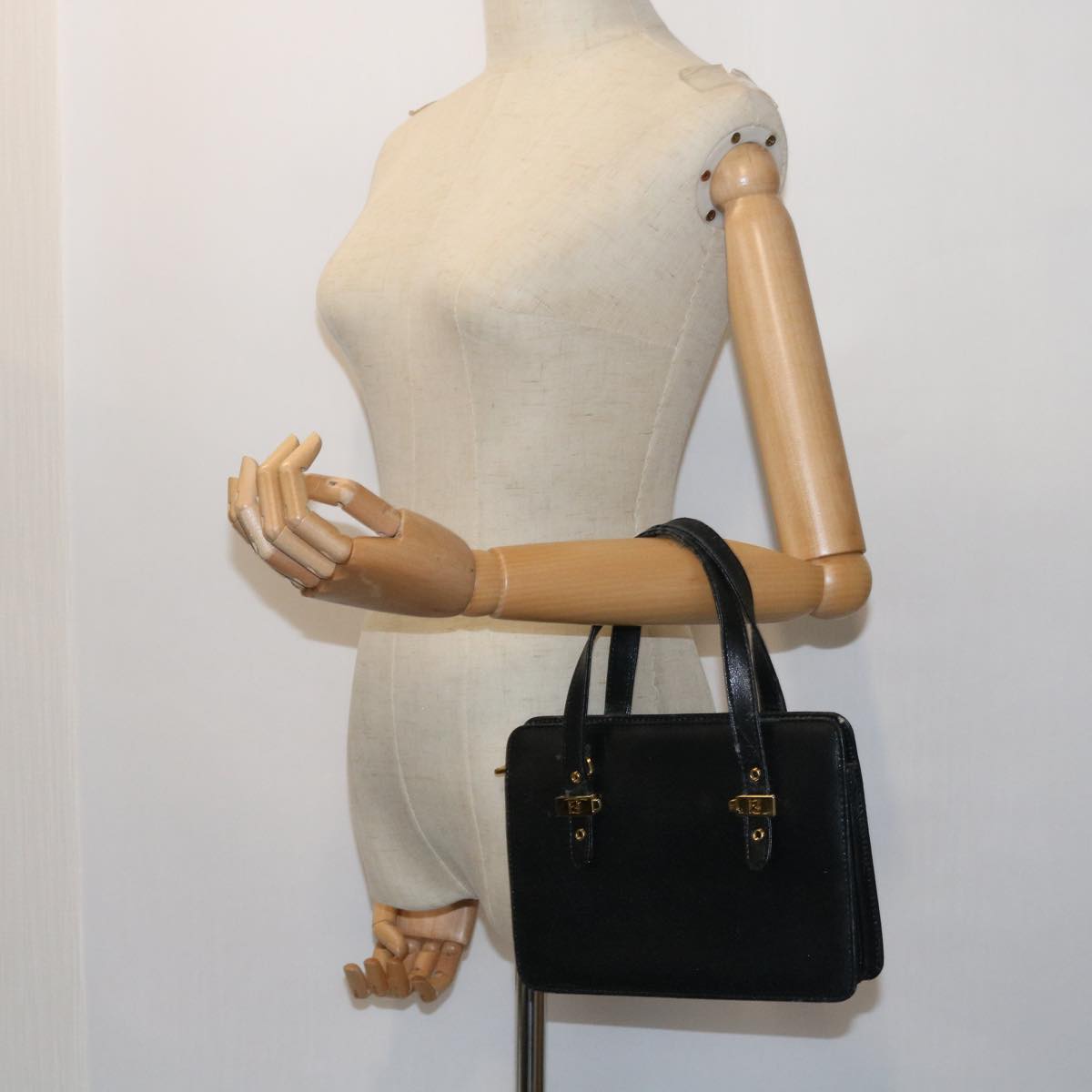 FENDI Shoulder Bag Leather Black bs8613