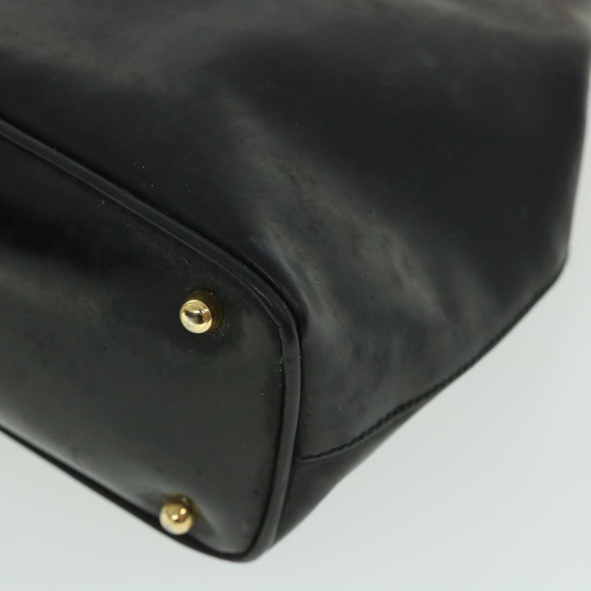 GUCCI Bamboo Hand Bag Leather Black 000 781 0295 bs8627
