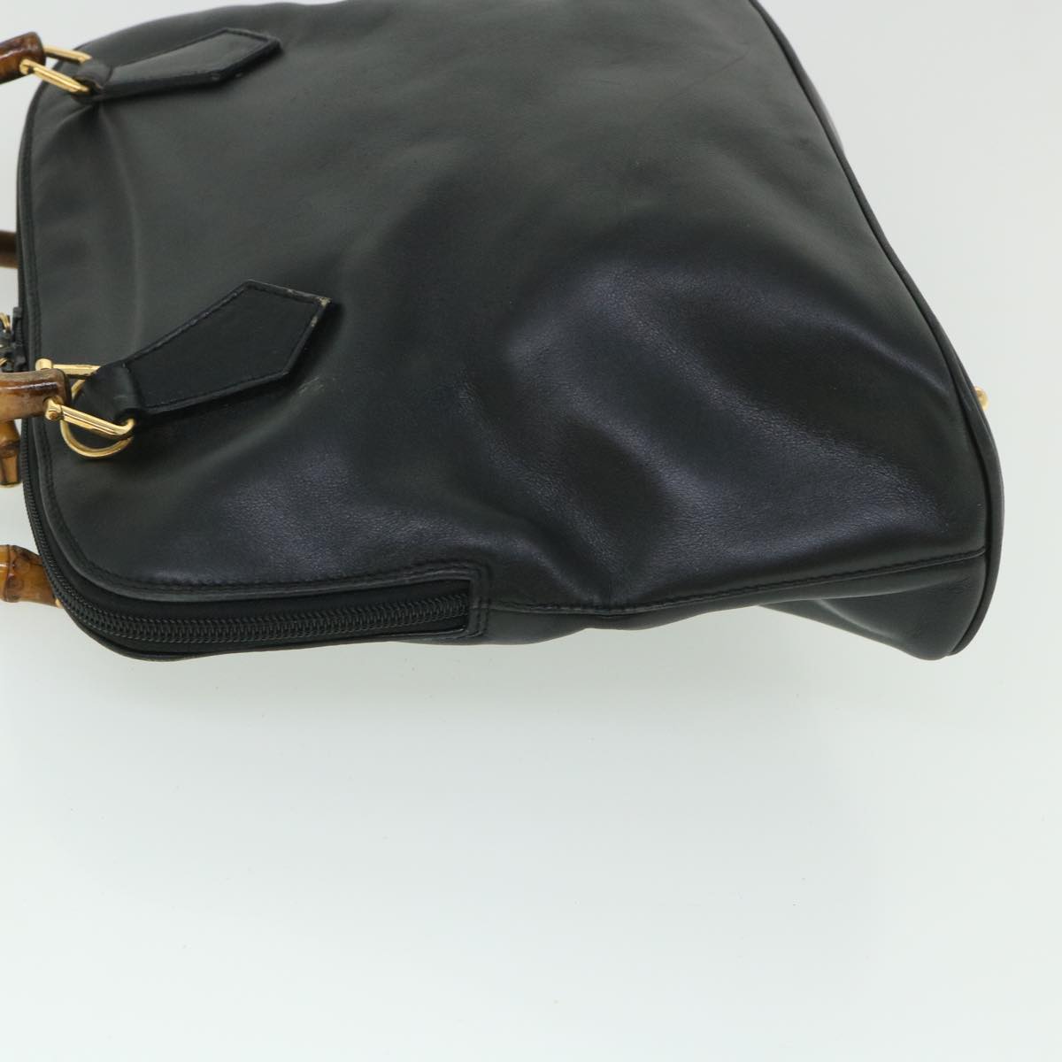 GUCCI Bamboo Hand Bag Leather 2way Black 000 1186 0289 bs8639