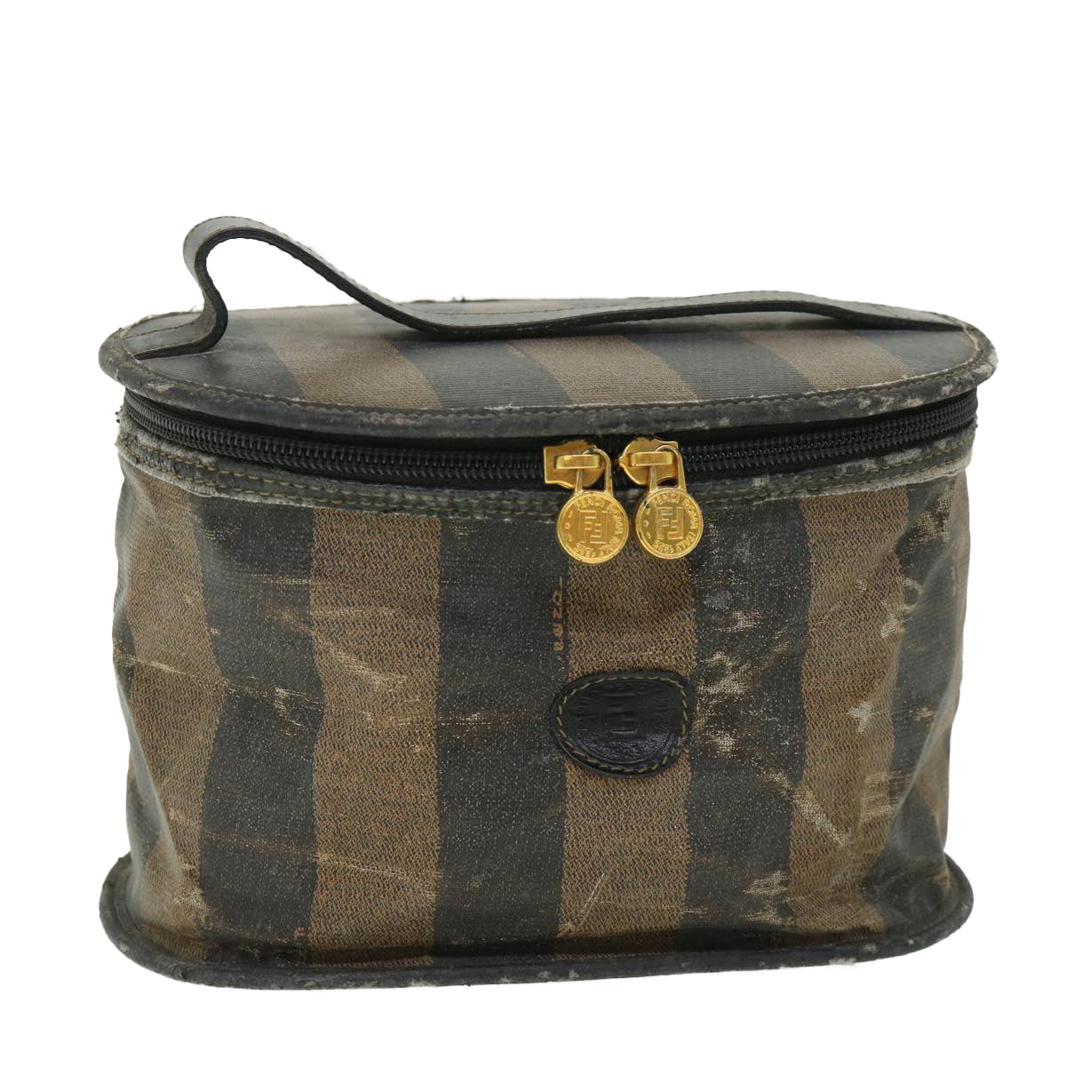 FENDI Pecan Canvas Vanity Cosmetic Pouch Black Brown bs8733