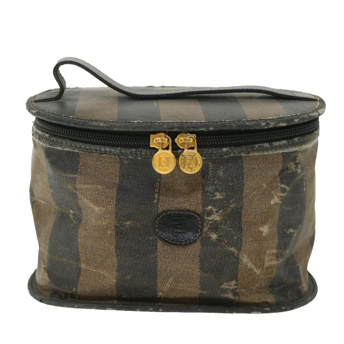 FENDI Pecan Canvas Vanity Cosmetic Pouch Black Brown bs8733