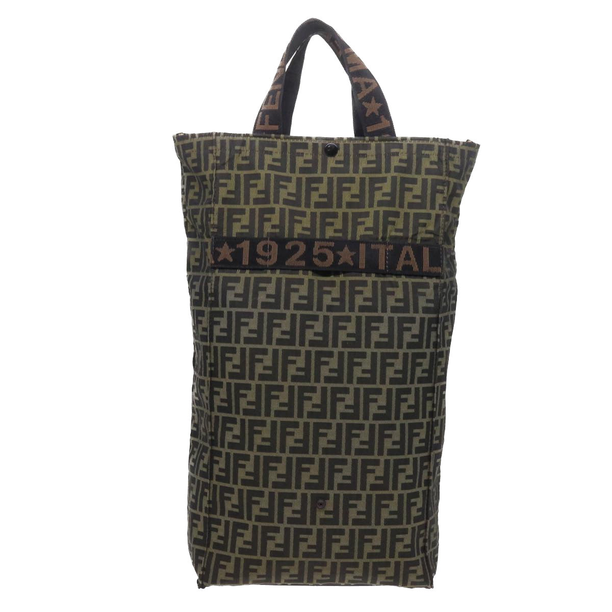 FENDI Zucca Canvas Carry Bag Black Brown bs8850