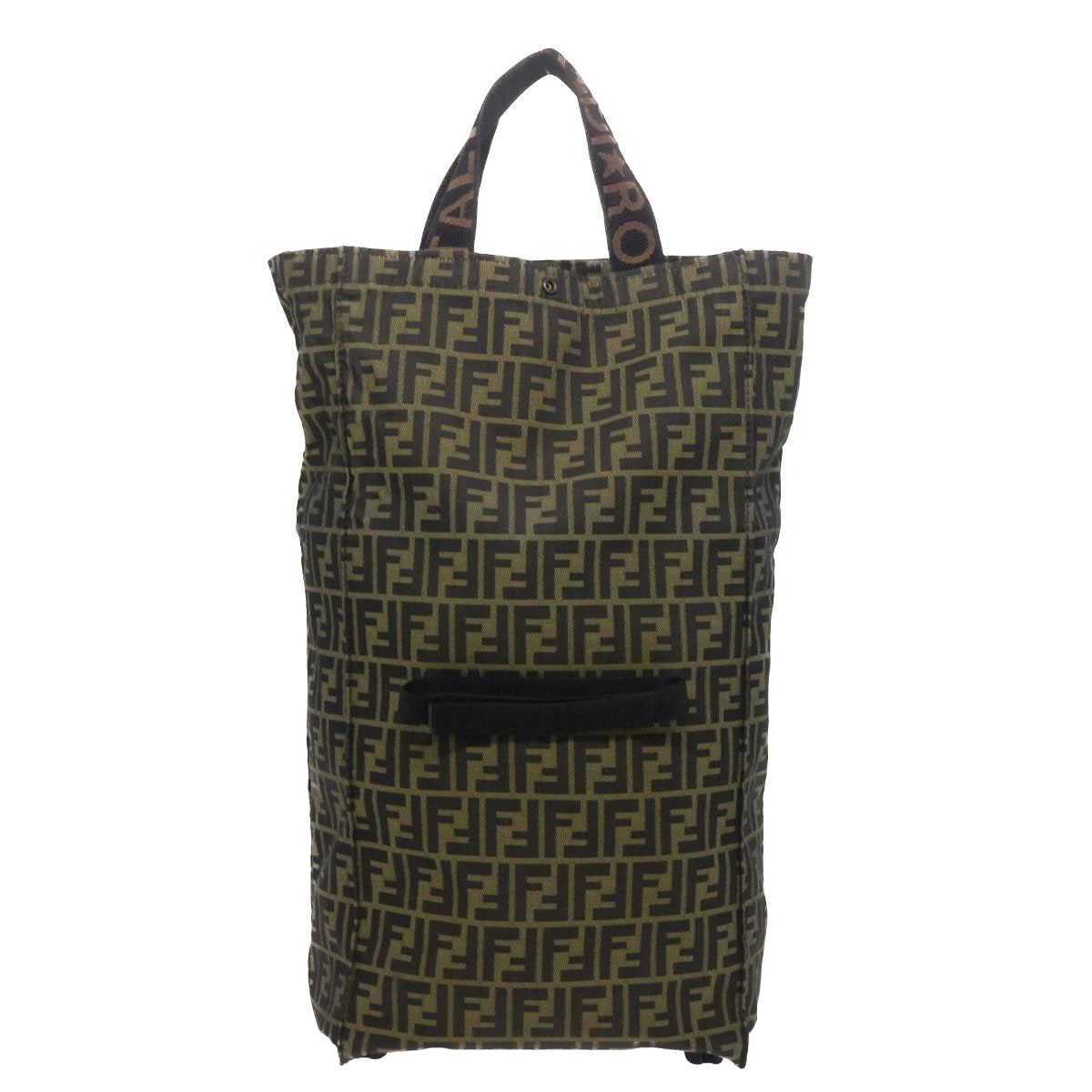 FENDI Zucca Canvas Carry Bag Black Brown bs8850