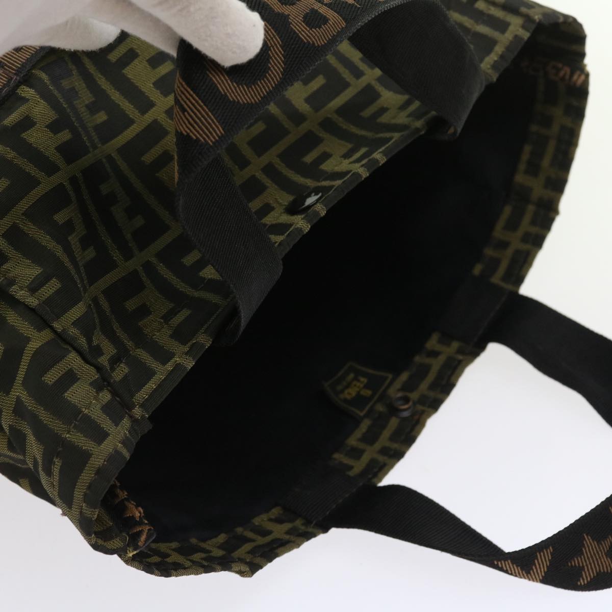 FENDI Zucca Canvas Carry Bag Black Brown bs8850