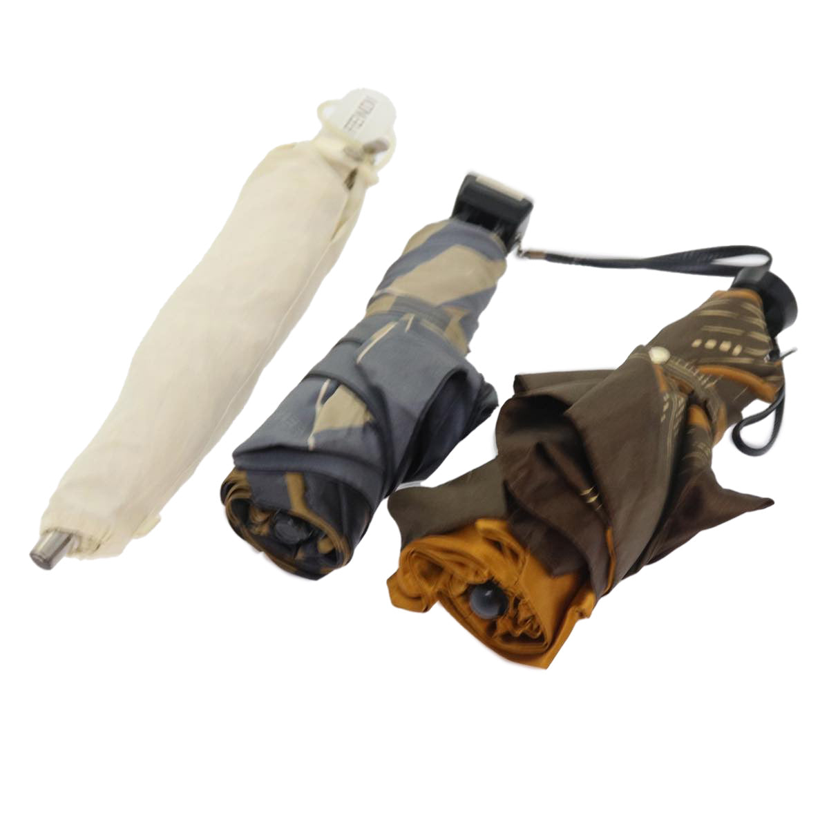 FENDI Zucchino Canvas Folding Umbrella Nylon 3Set Brown Beige bs8876