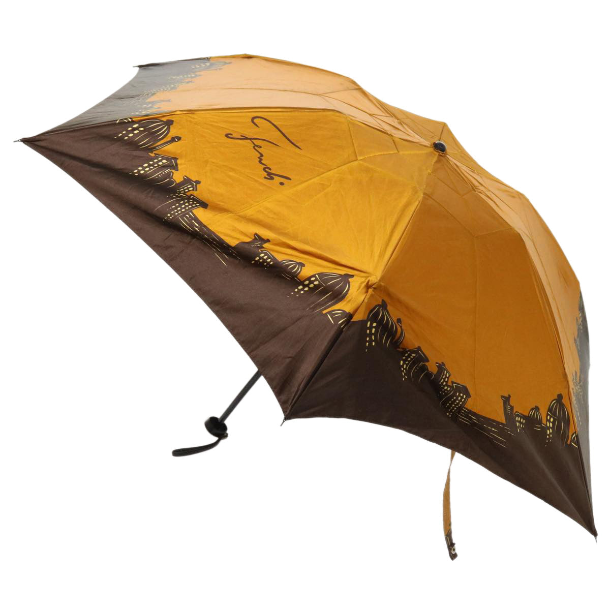 FENDI Zucchino Canvas Folding Umbrella Nylon 3Set Brown Beige bs8876