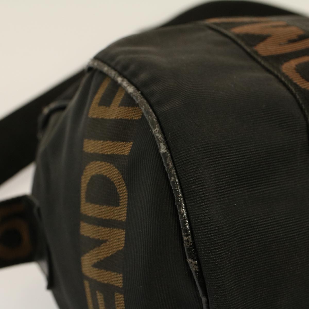 FENDI Boston Bag Nylon 2way Brown Black bs8911