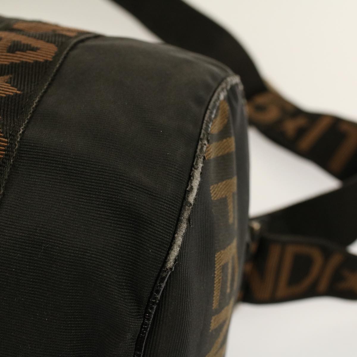 FENDI Boston Bag Nylon 2way Brown Black bs8911