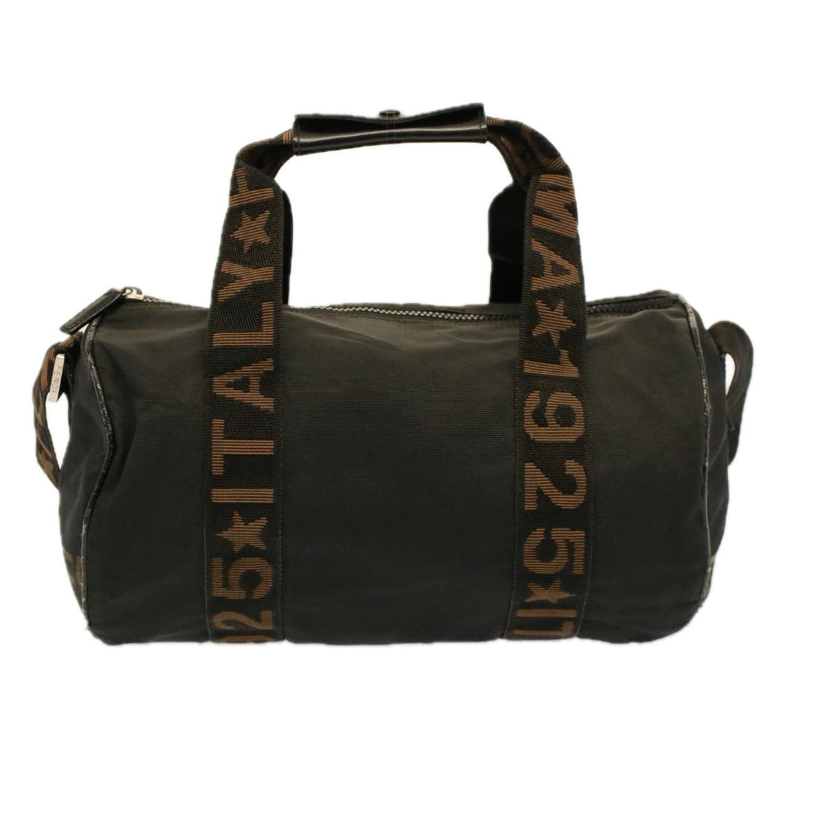 FENDI Boston Bag Nylon 2way Brown Black bs8911