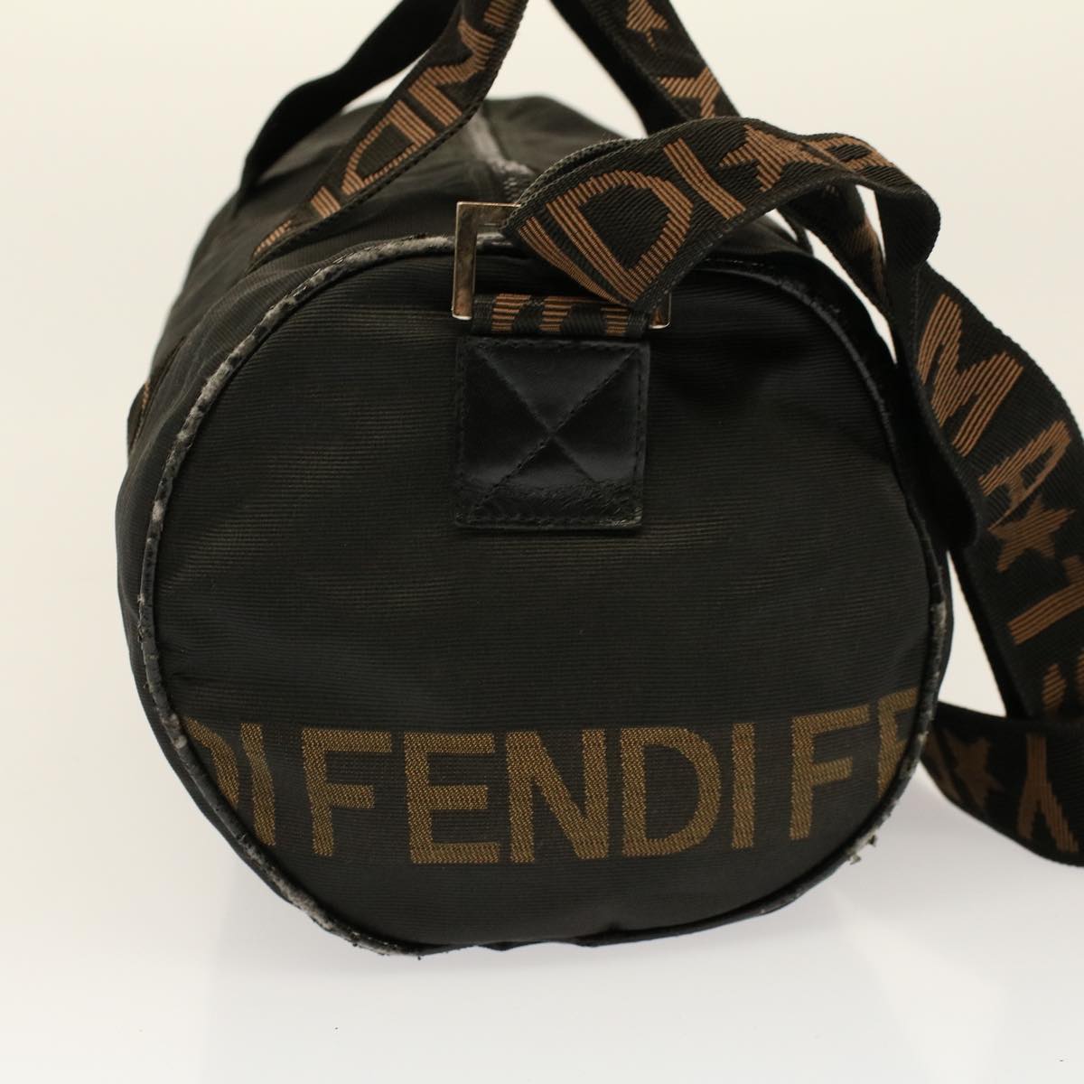 FENDI Boston Bag Nylon 2way Brown Black bs8911