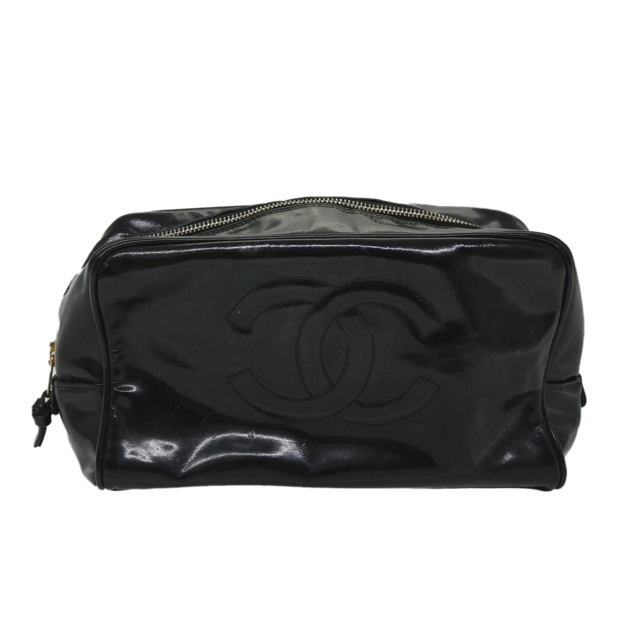 CHANEL Clutch Bag Patent leather Black CC bs9031