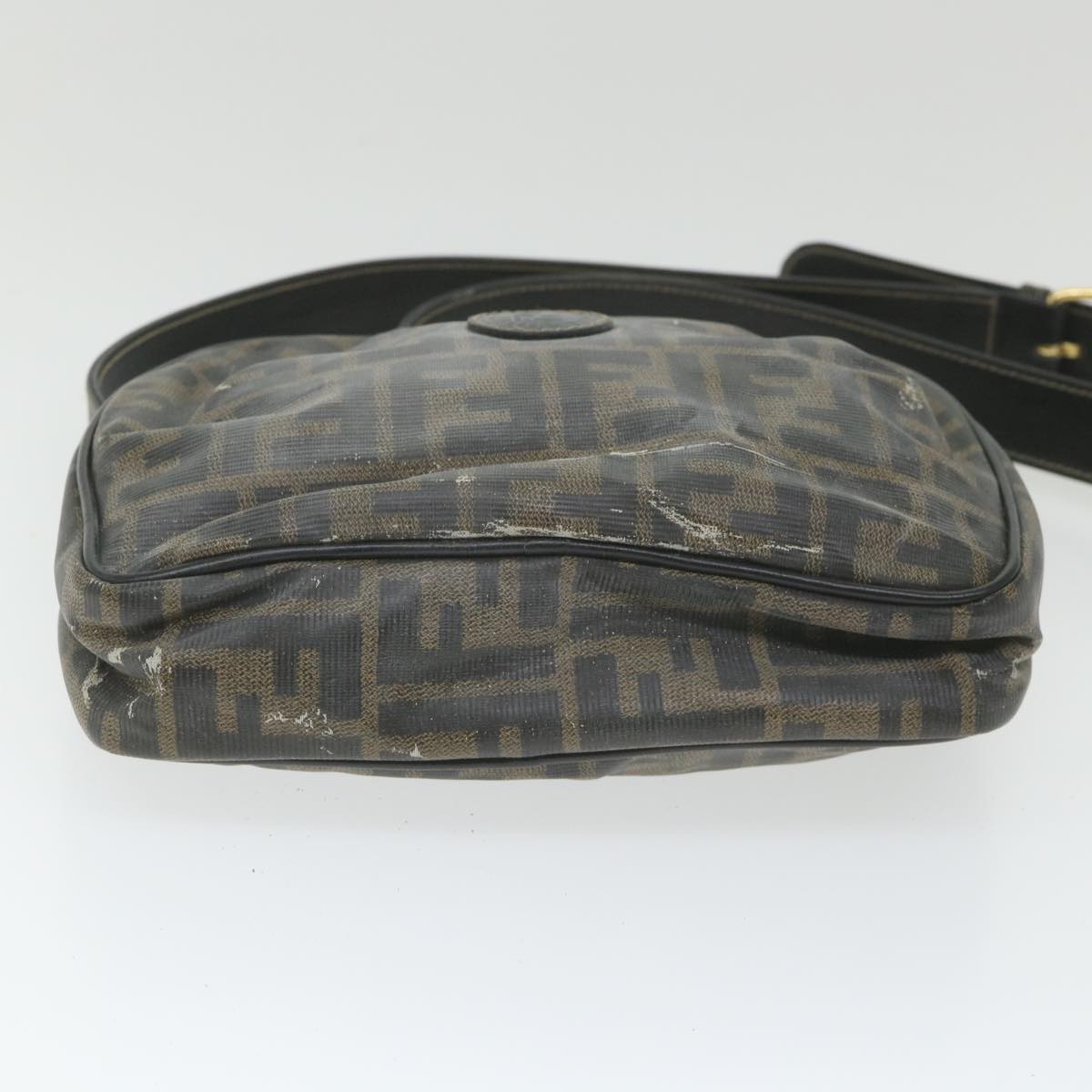 FENDI Zucca Canvas Shoulder Bag Coated Canvas Brown bs9073