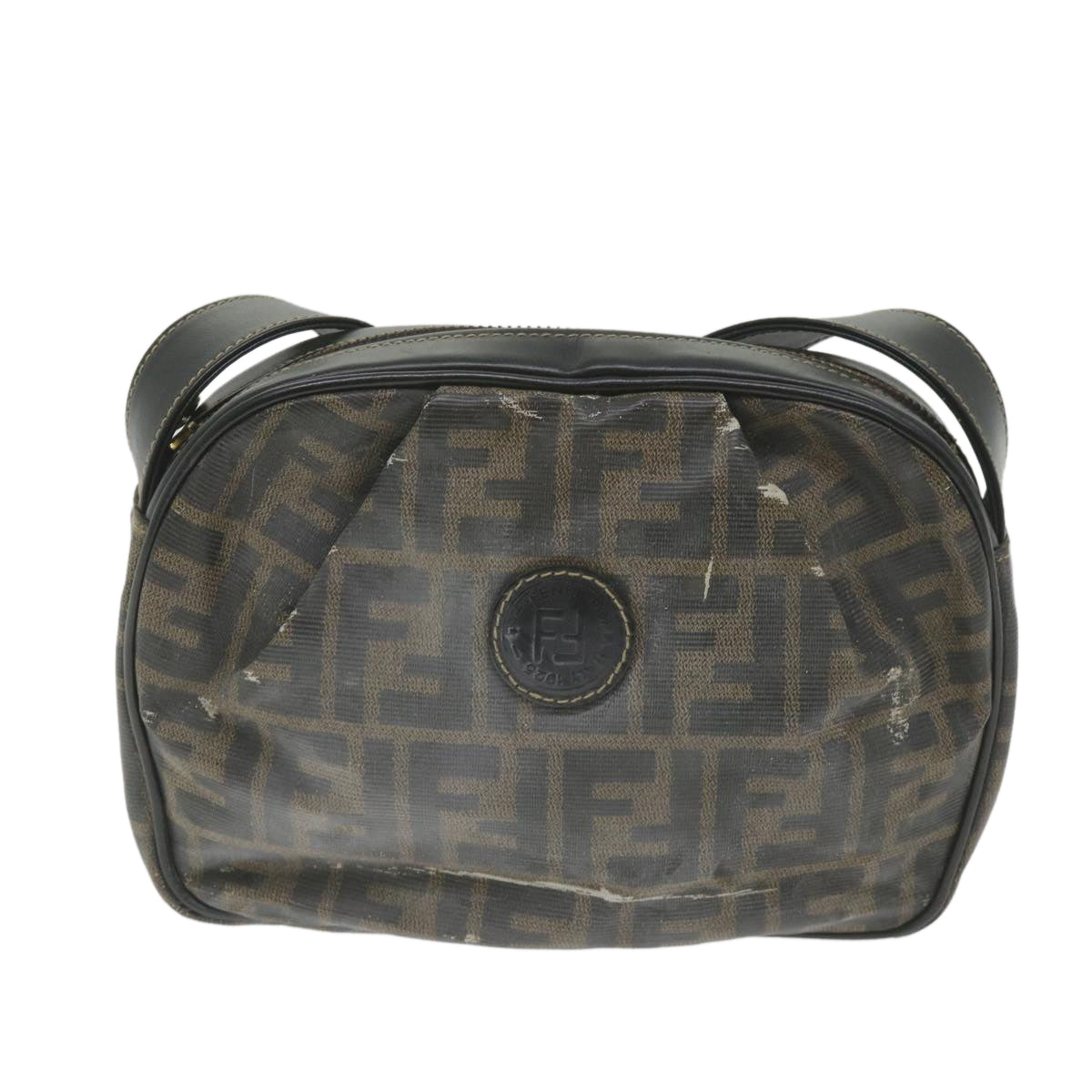 FENDI Zucca Canvas Shoulder Bag Coated Canvas Brown bs9073