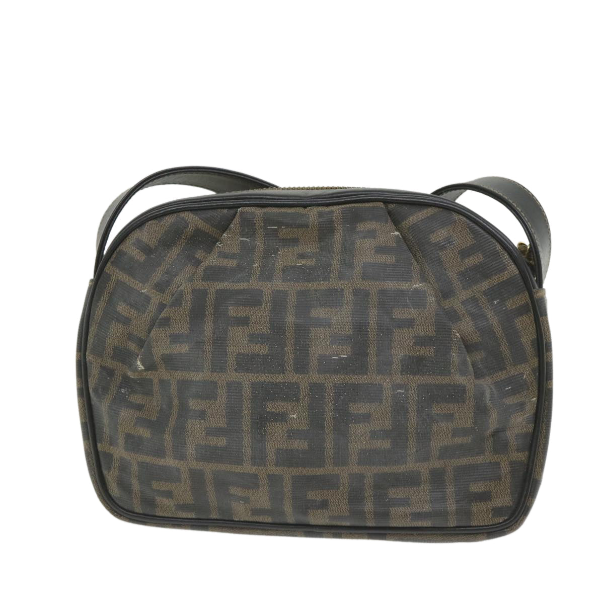 FENDI Zucca Canvas Shoulder Bag Coated Canvas Brown bs9073