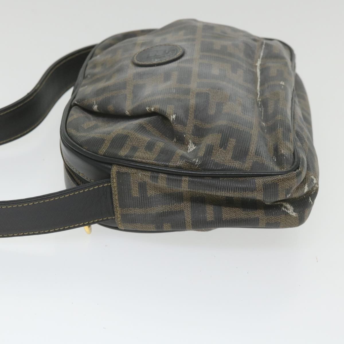 FENDI Zucca Canvas Shoulder Bag Coated Canvas Brown bs9073