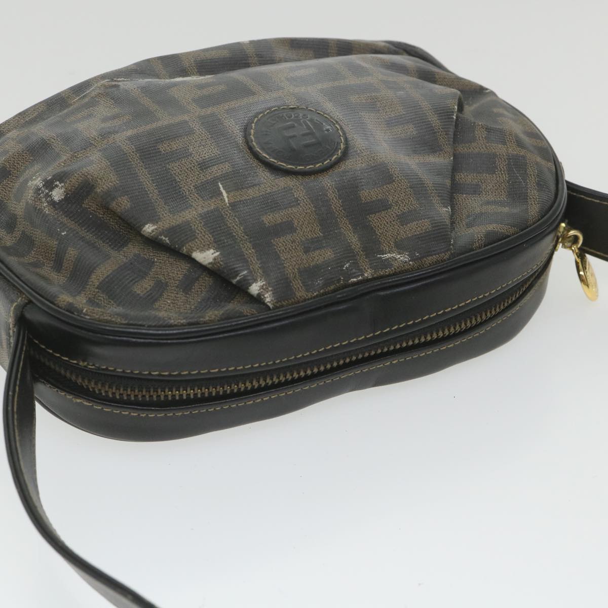 FENDI Zucca Canvas Shoulder Bag Coated Canvas Brown bs9073
