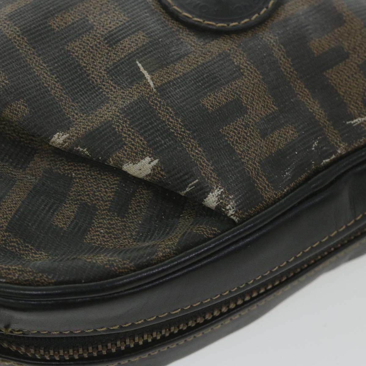 FENDI Zucca Canvas Shoulder Bag Coated Canvas Brown bs9073