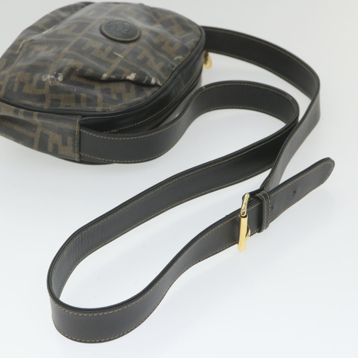 FENDI Zucca Canvas Shoulder Bag Coated Canvas Brown bs9073