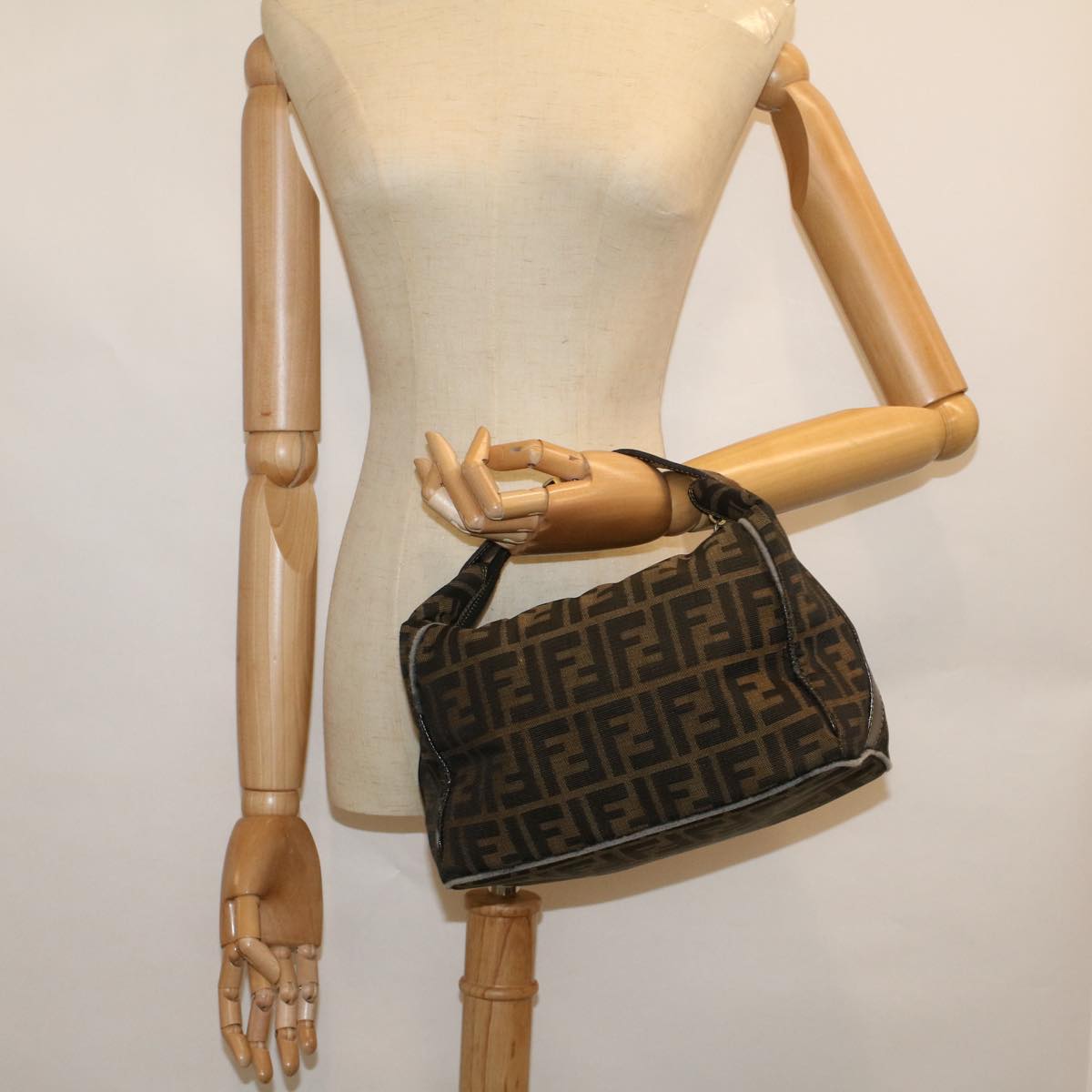 FENDI Zucca Canvas Hand Bag Brown bs9074