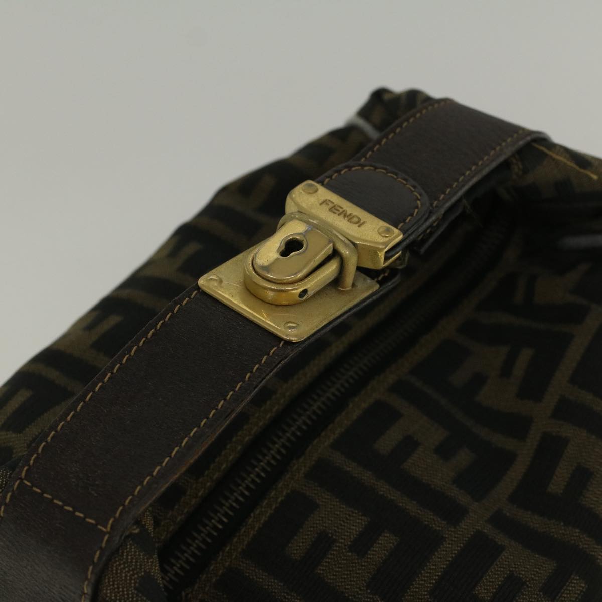FENDI Zucca Canvas Hand Bag Brown bs9074
