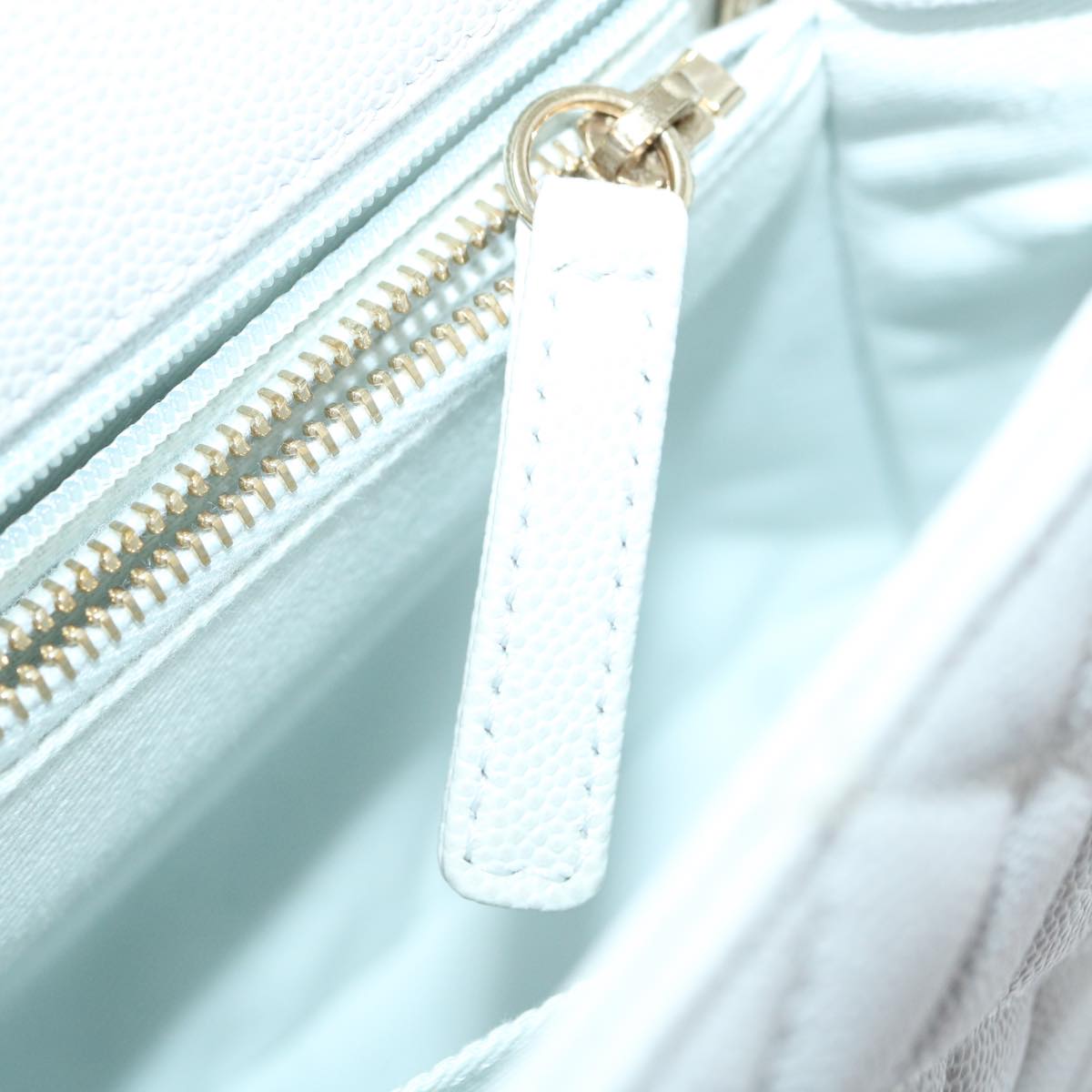CHANEL Matelasse Chain Shoulder Hand Bag Caviar Skin 2way White CC bs910A