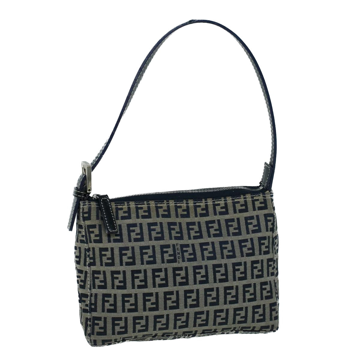 FENDI Zucchino Canvas Shoulder Bag Navy bs9131