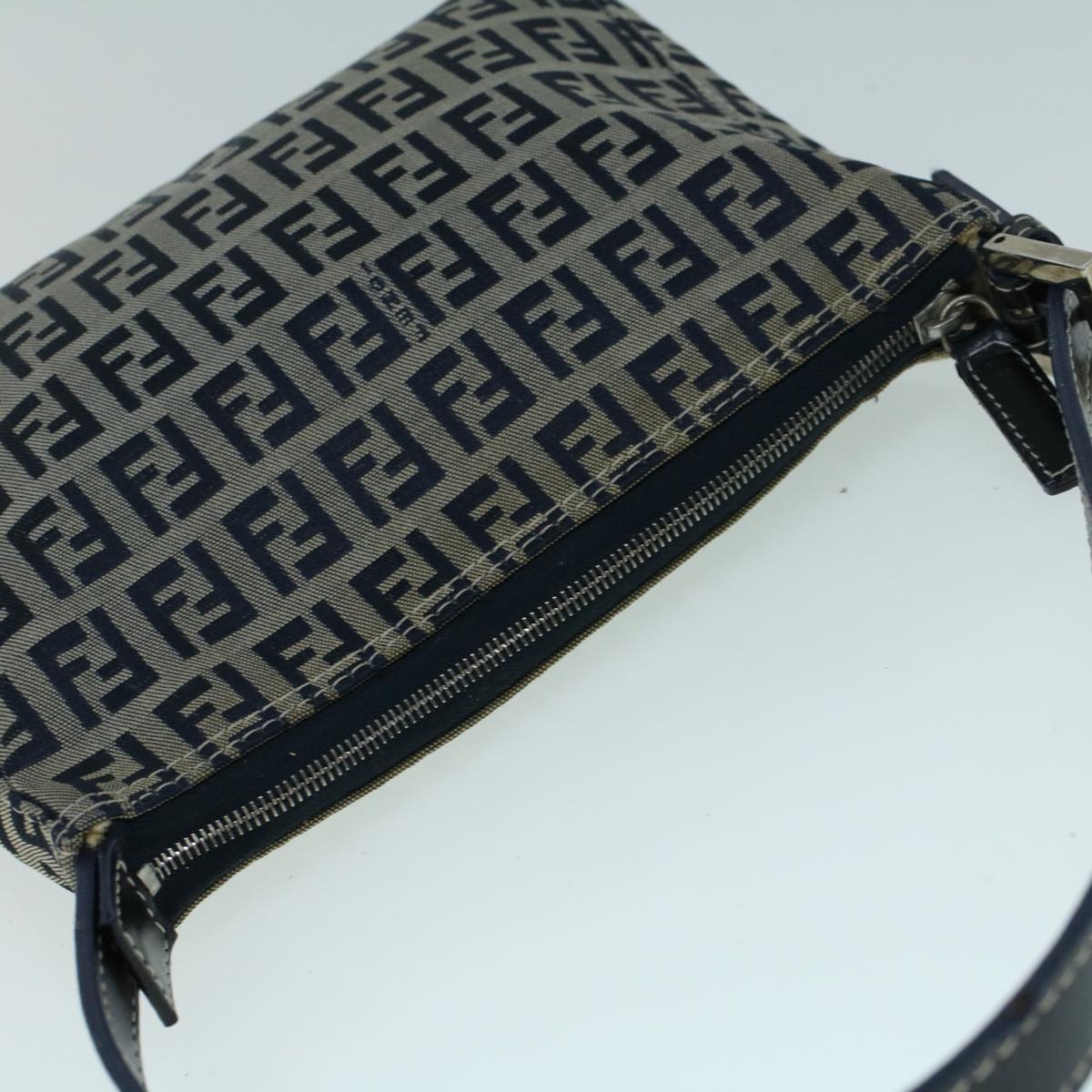 FENDI Zucchino Canvas Shoulder Bag Navy bs9131