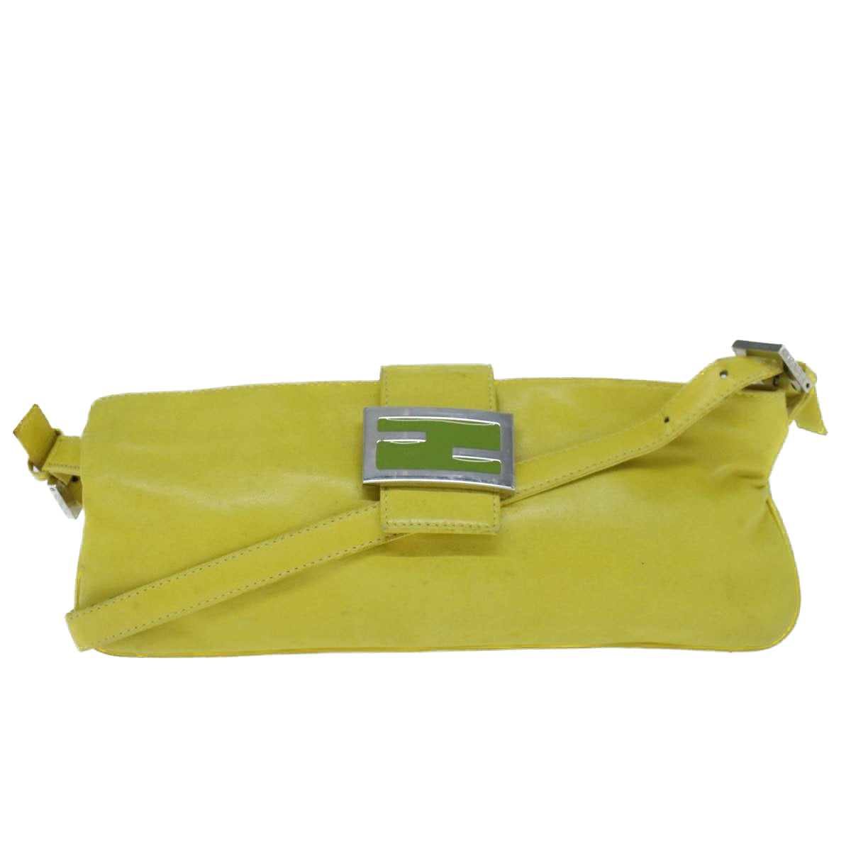FENDI Mamma Baguette Shoulder Bag Leather Yellow 2354 26685 008 bs9132