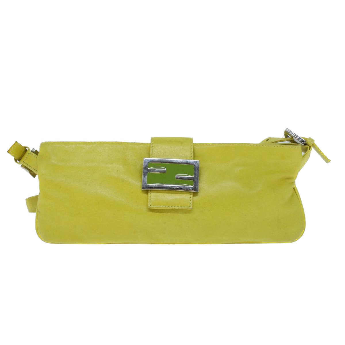 FENDI Mamma Baguette Shoulder Bag Leather Yellow 2354 26685 008 bs9132