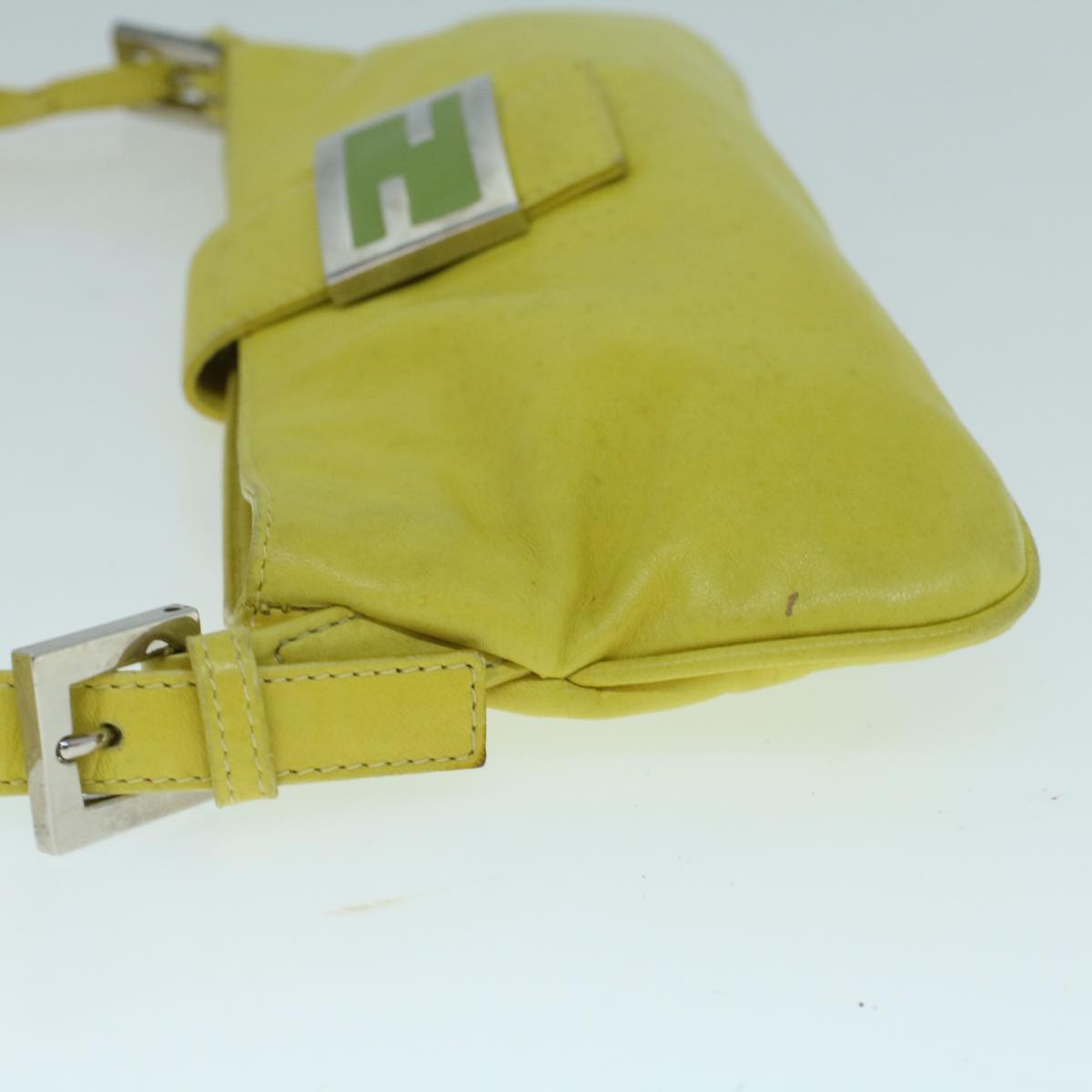 FENDI Mamma Baguette Shoulder Bag Leather Yellow 2354 26685 008 bs9132