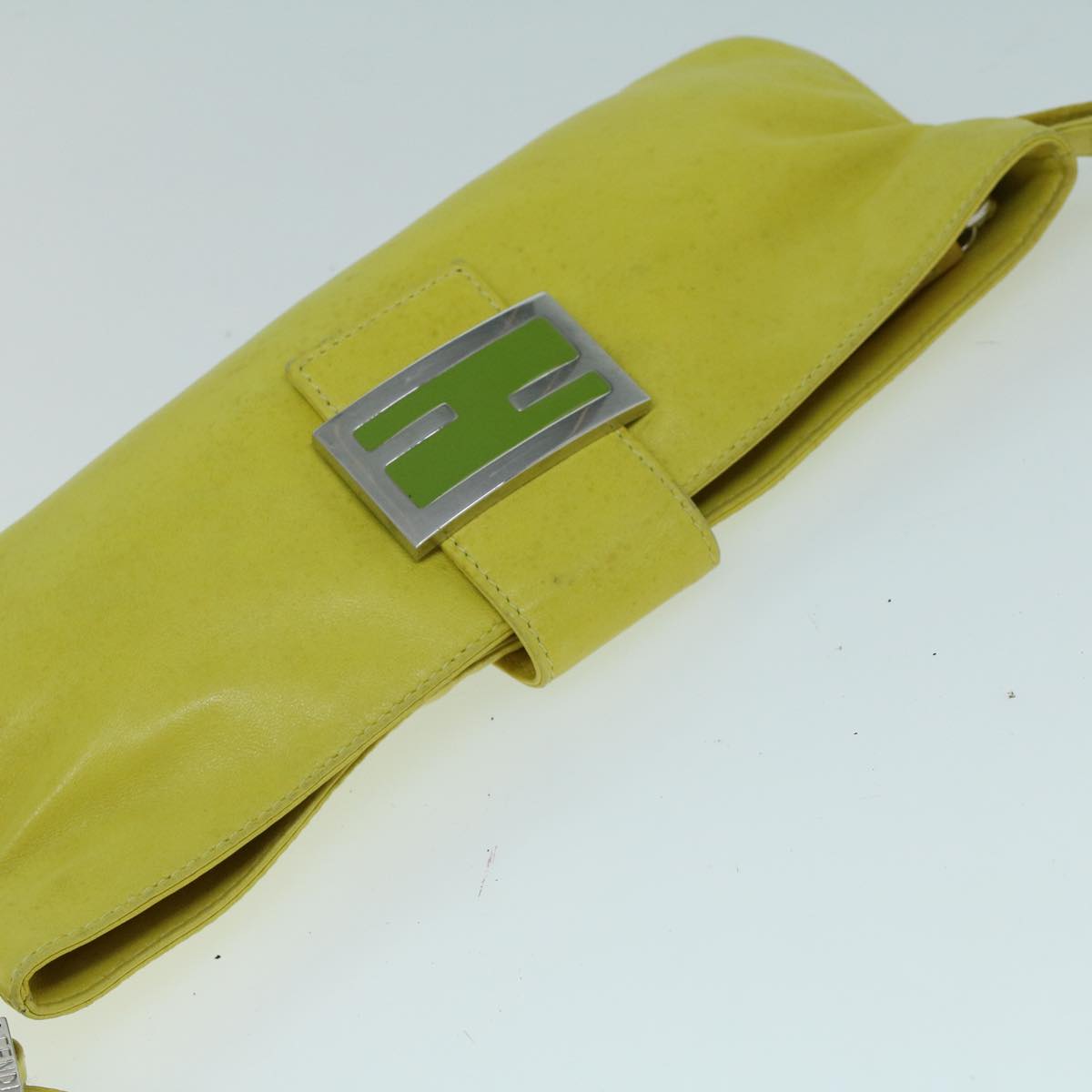 FENDI Mamma Baguette Shoulder Bag Leather Yellow 2354 26685 008 bs9132