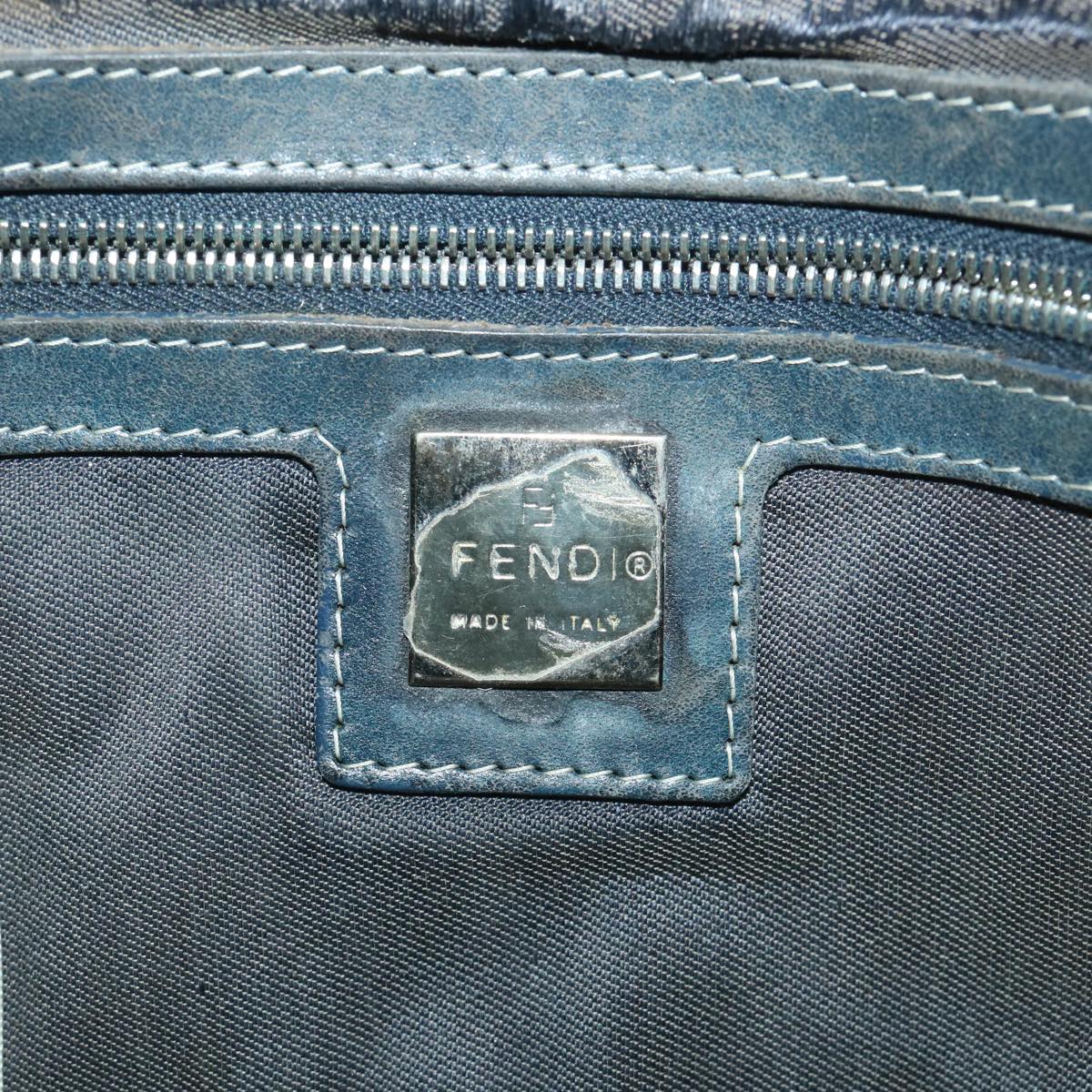 FENDI Mamma Baguette Shoulder Bag Canvas Navy bs9180