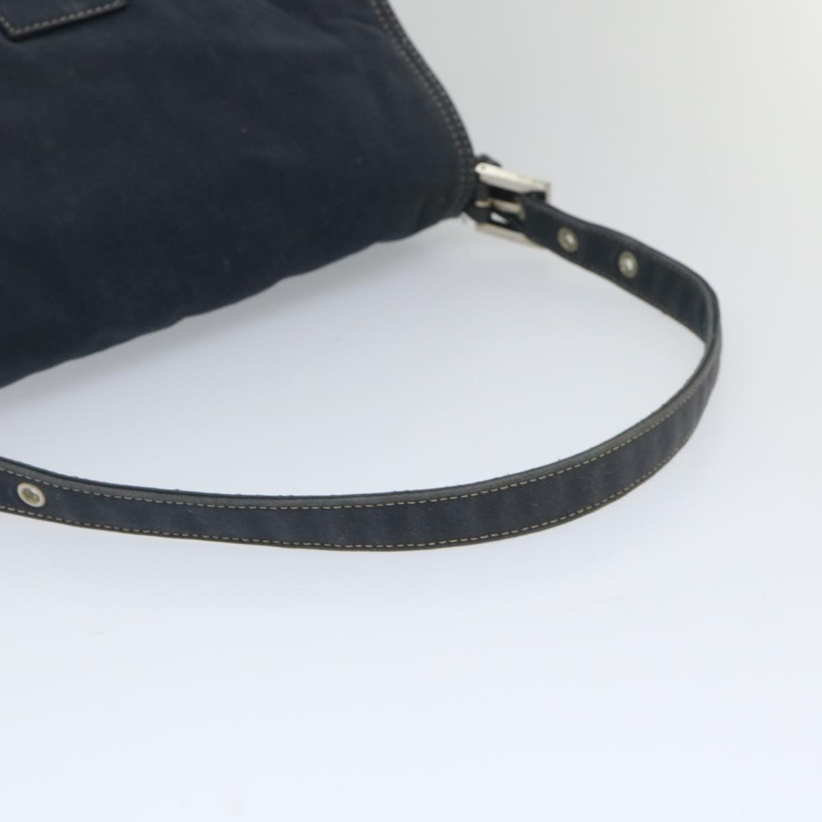 FENDI Mamma Baguette Shoulder Bag Canvas Navy bs9180