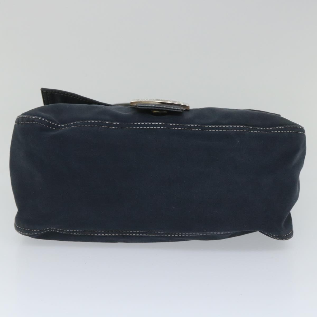 FENDI Mamma Baguette Shoulder Bag Canvas Navy bs9180