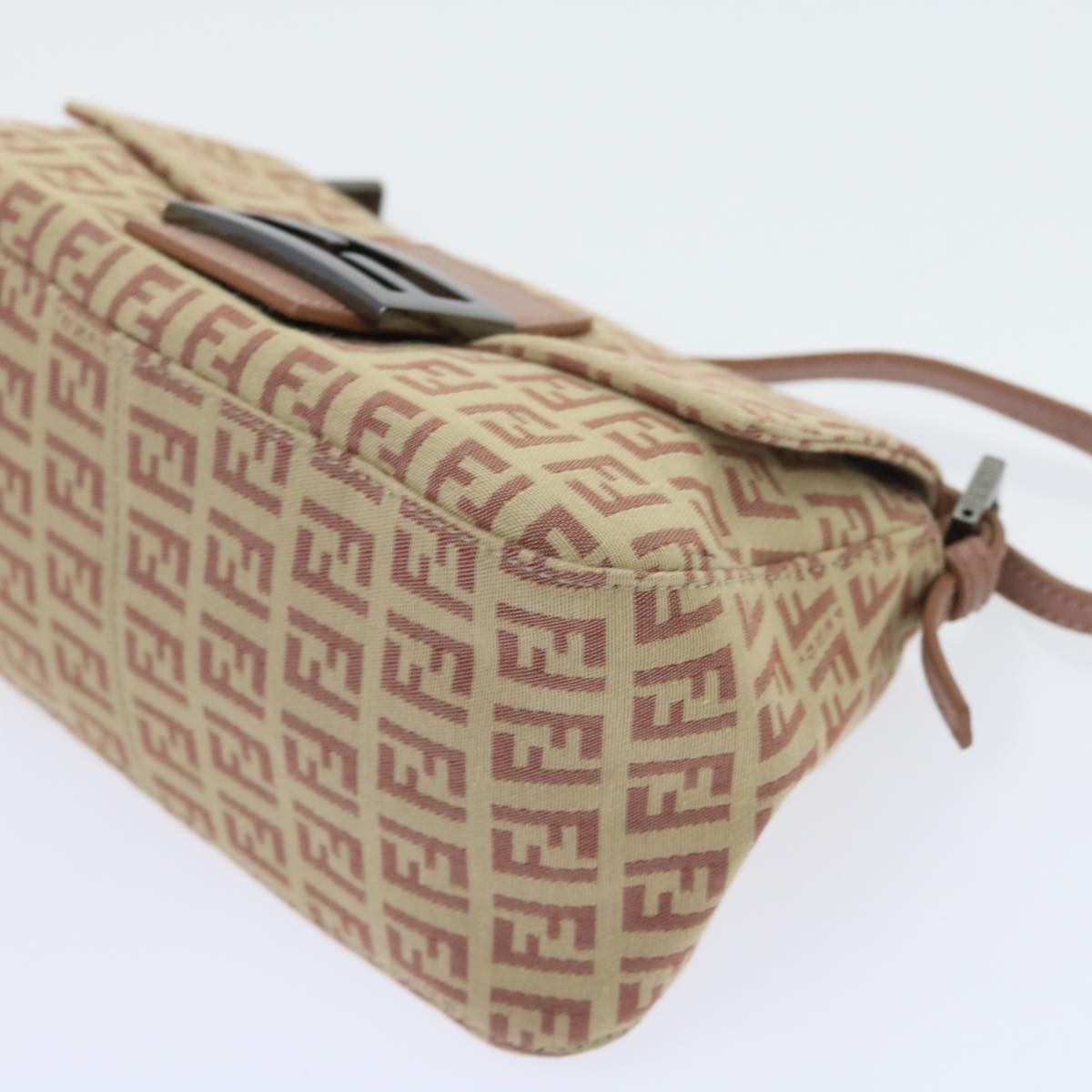 FENDI Zucchino Canvas Mamma Baguette Shoulder Bag Pink bs9221