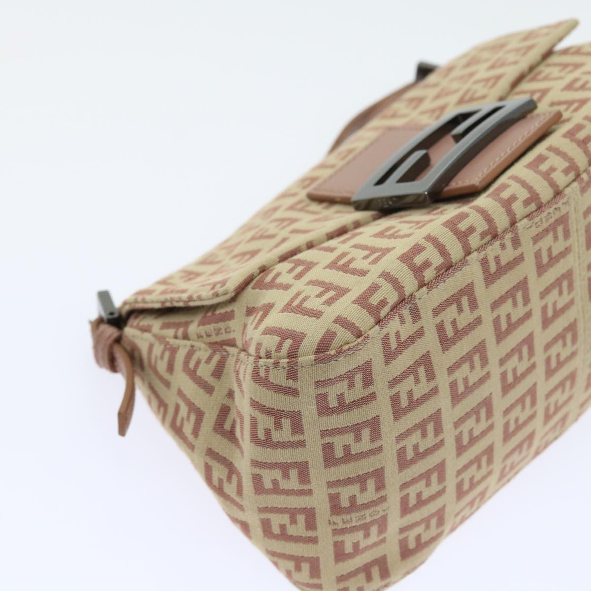 FENDI Zucchino Canvas Mamma Baguette Shoulder Bag Pink bs9221
