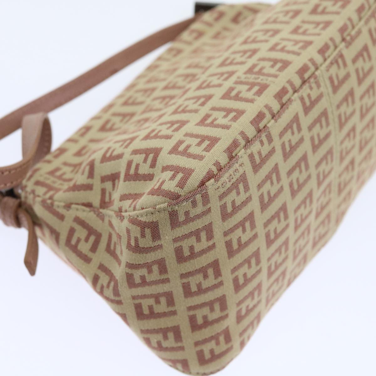 FENDI Zucchino Canvas Mamma Baguette Shoulder Bag Pink bs9221