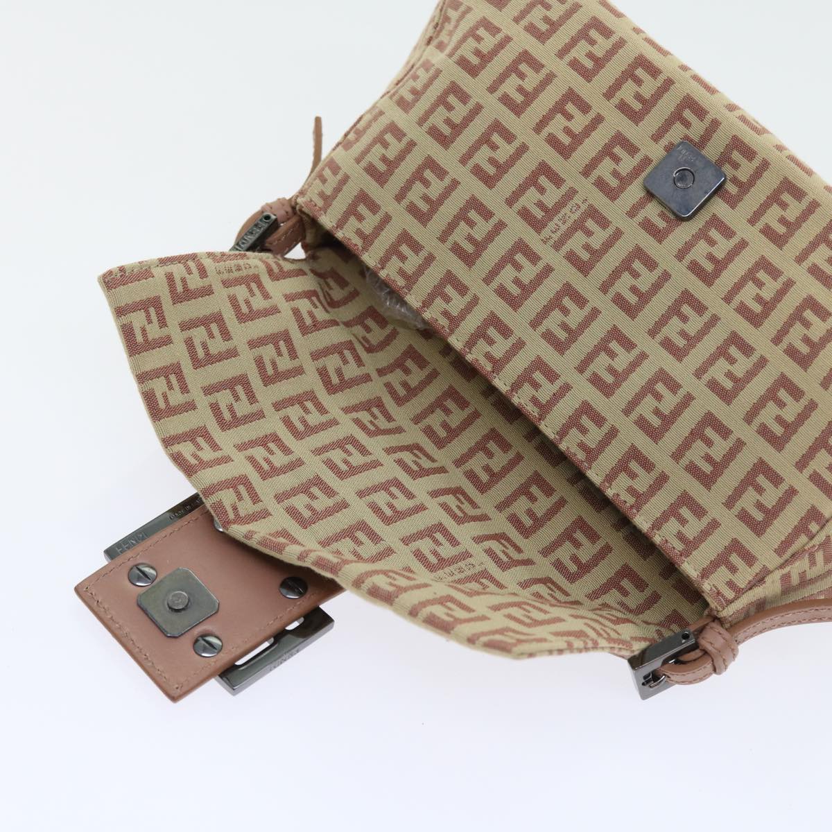 FENDI Zucchino Canvas Mamma Baguette Shoulder Bag Pink bs9221