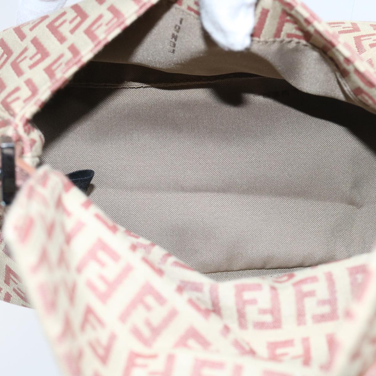 FENDI Zucchino Canvas Mamma Baguette Shoulder Bag Pink bs9221