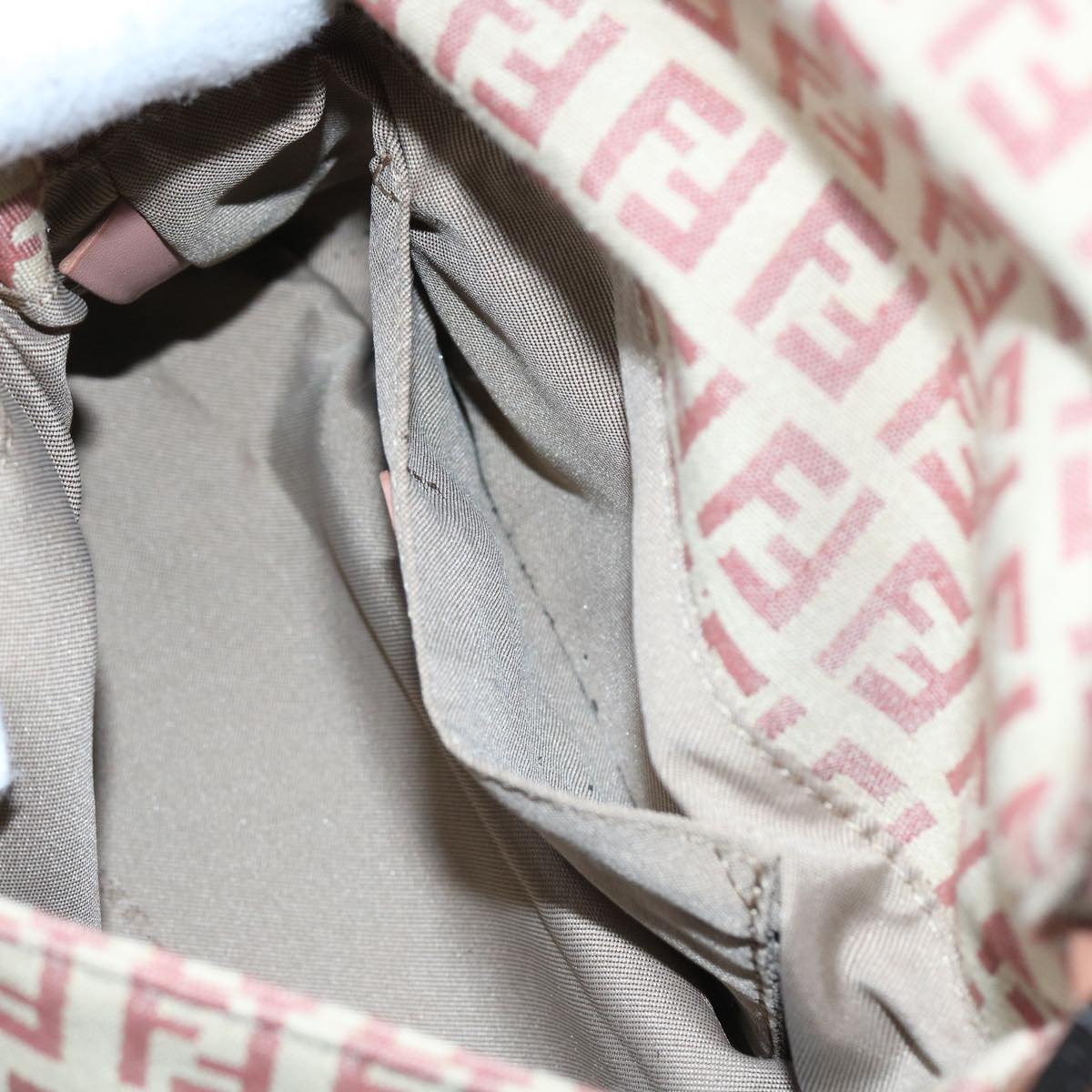 FENDI Zucchino Canvas Mamma Baguette Shoulder Bag Pink bs9221