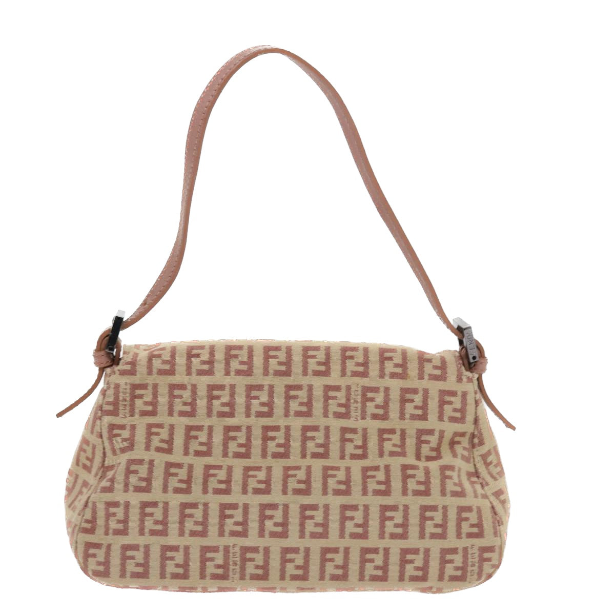 FENDI Zucchino Canvas Mamma Baguette Shoulder Bag Pink bs9221