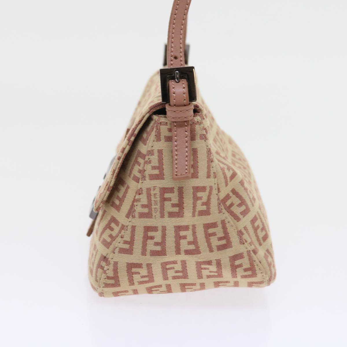 FENDI Zucchino Canvas Mamma Baguette Shoulder Bag Pink bs9221