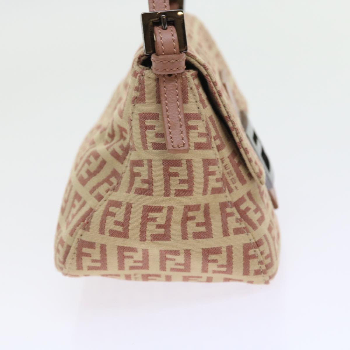 FENDI Zucchino Canvas Mamma Baguette Shoulder Bag Pink bs9221
