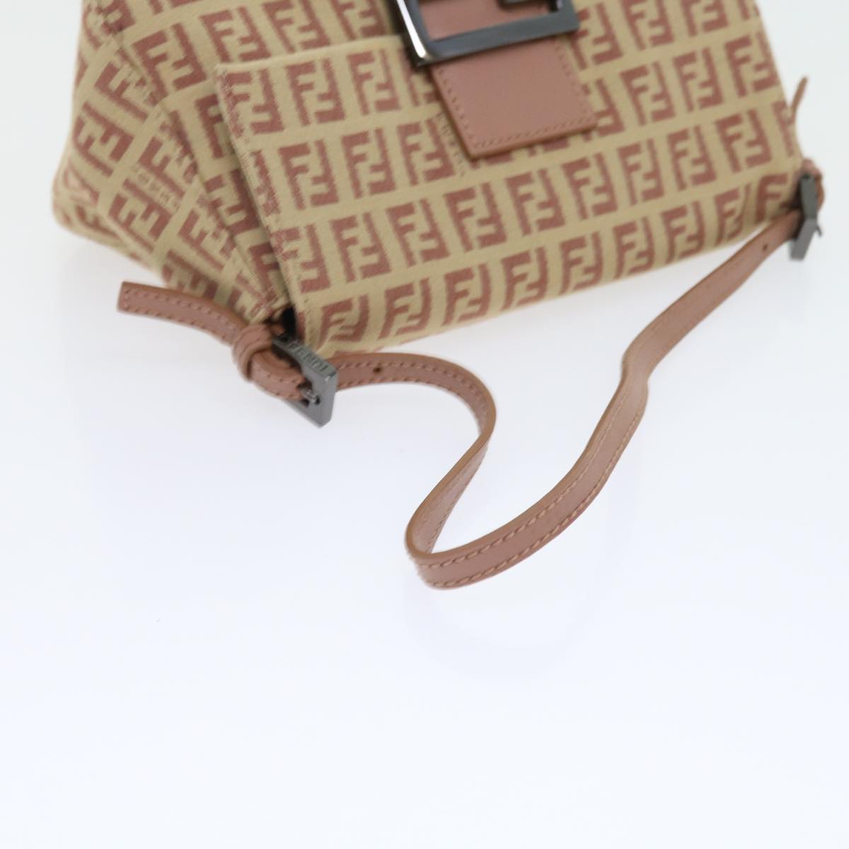 FENDI Zucchino Canvas Mamma Baguette Shoulder Bag Pink bs9221