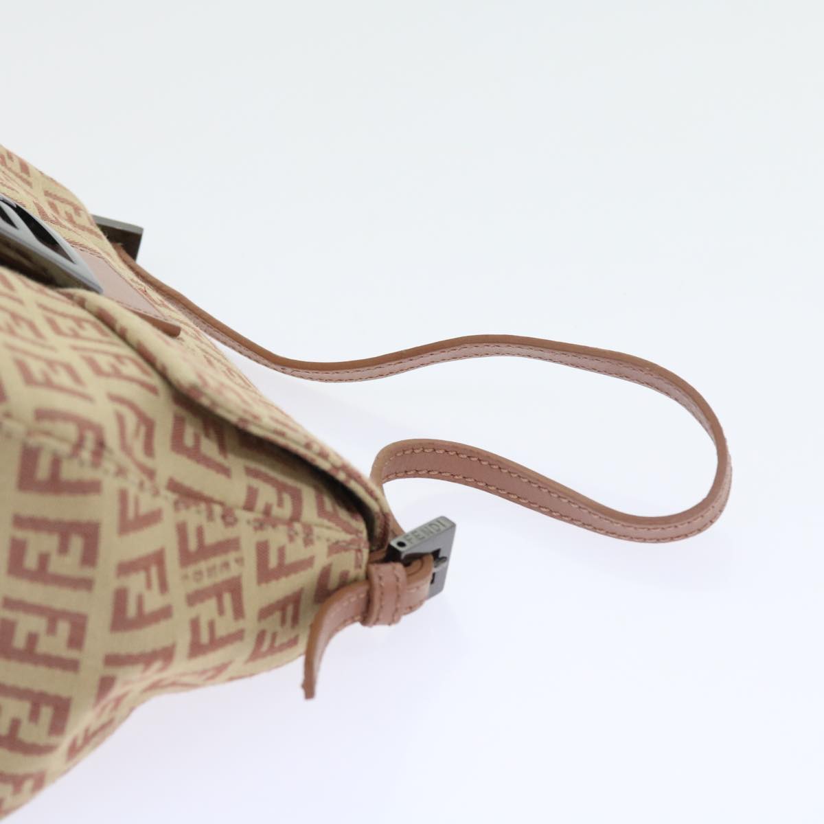 FENDI Zucchino Canvas Mamma Baguette Shoulder Bag Pink bs9221