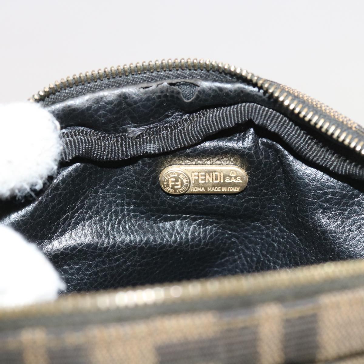 FENDI Zucca Canvas Pouch Black Brown bs9279