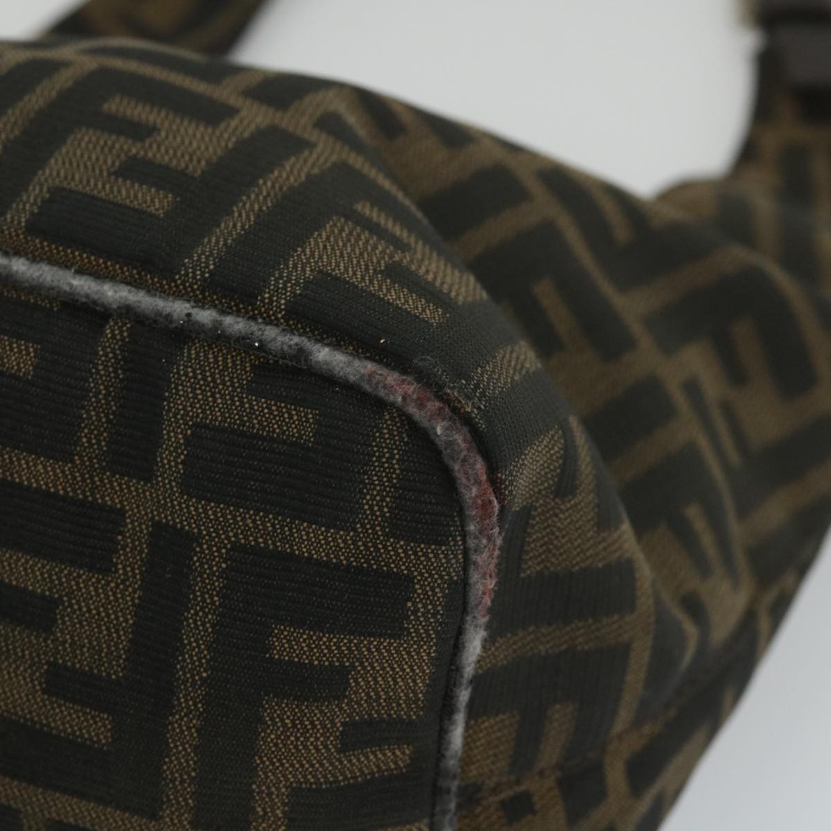 FENDI Zucca Canvas Mamma Baguette Shoulder Bag Black Brown bs9333