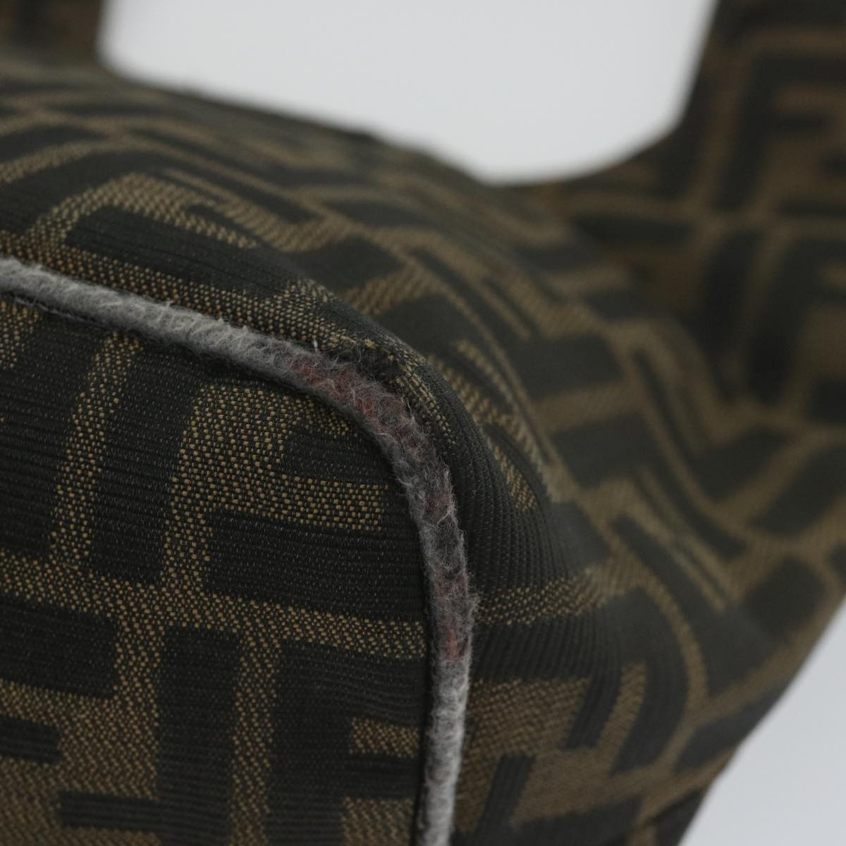 FENDI Zucca Canvas Mamma Baguette Shoulder Bag Black Brown bs9333