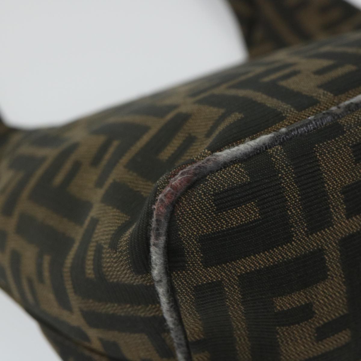 FENDI Zucca Canvas Mamma Baguette Shoulder Bag Black Brown bs9333